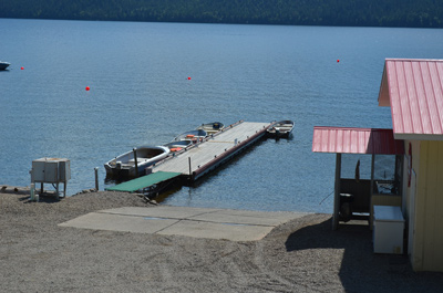 Concrete boat launch  at Birch Bay Resort on Francois Lake, BC